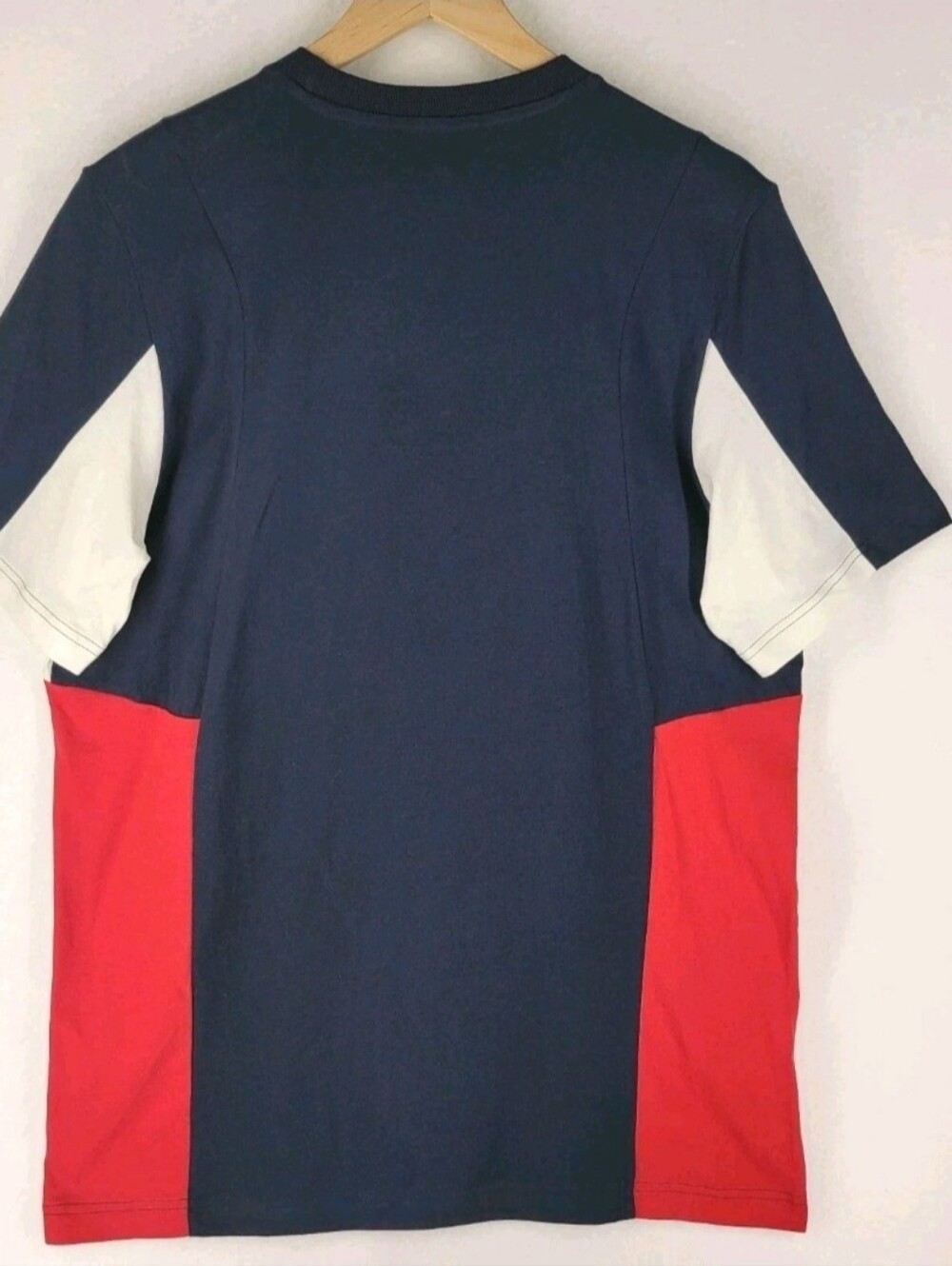 Adidas Men’s Colorblock T-Shirt Retro Navy Blue Red White Big Logo Gym Size L - Picture 2 of 6
